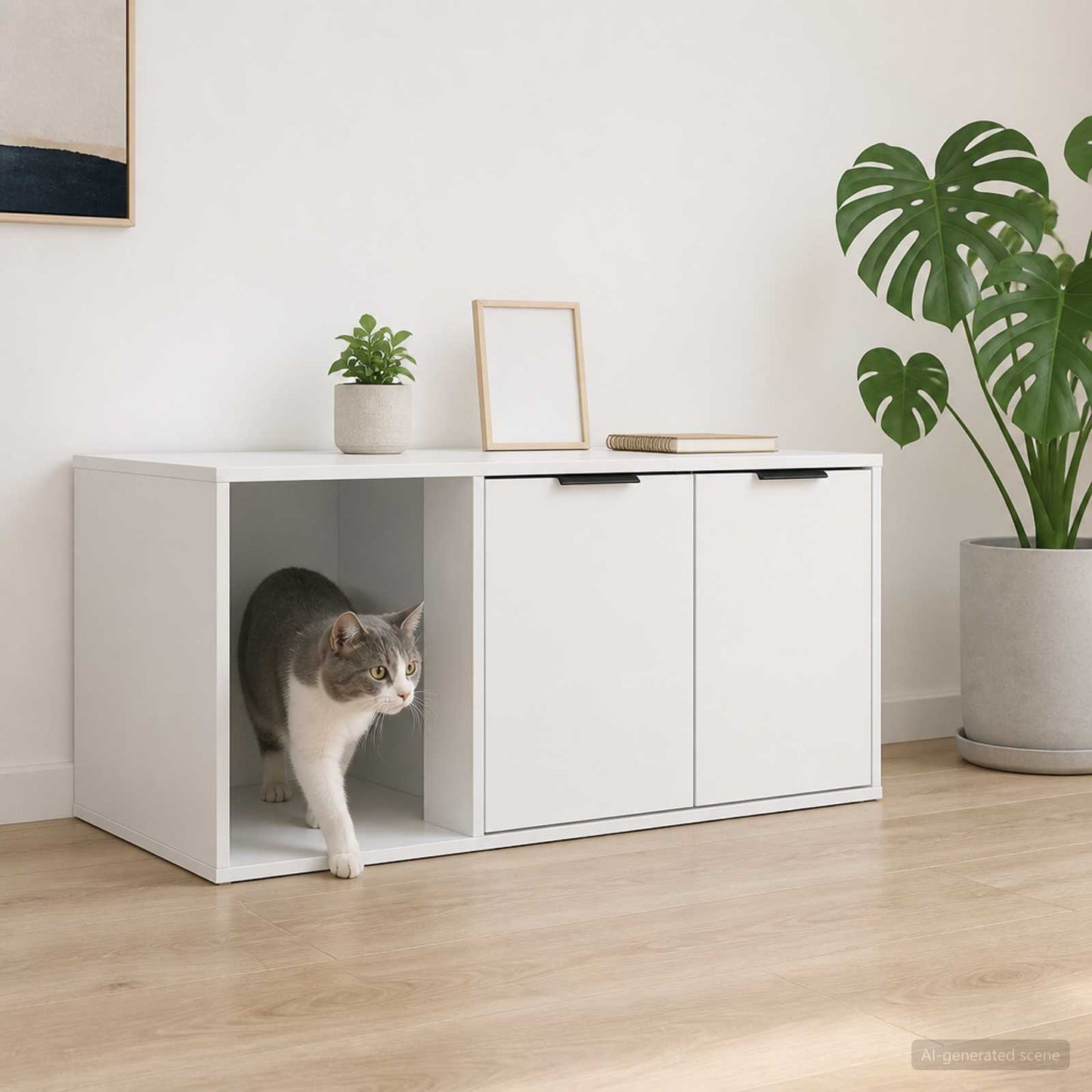 vidaXL Cat Crate Furniture White 100 x 49 x 45 cm Engineered Wood 1