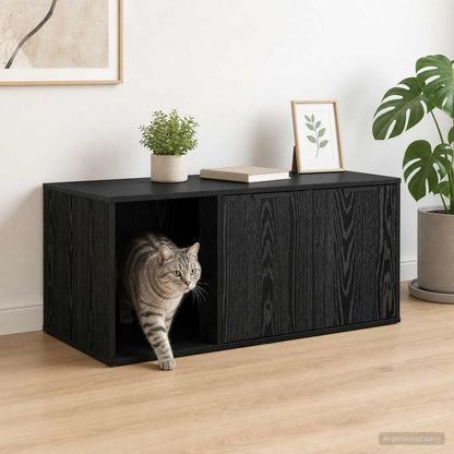 vidaXL Cat Crate Furniture Black Oak 100 x 49 x 45 cm Engineered Wood 1