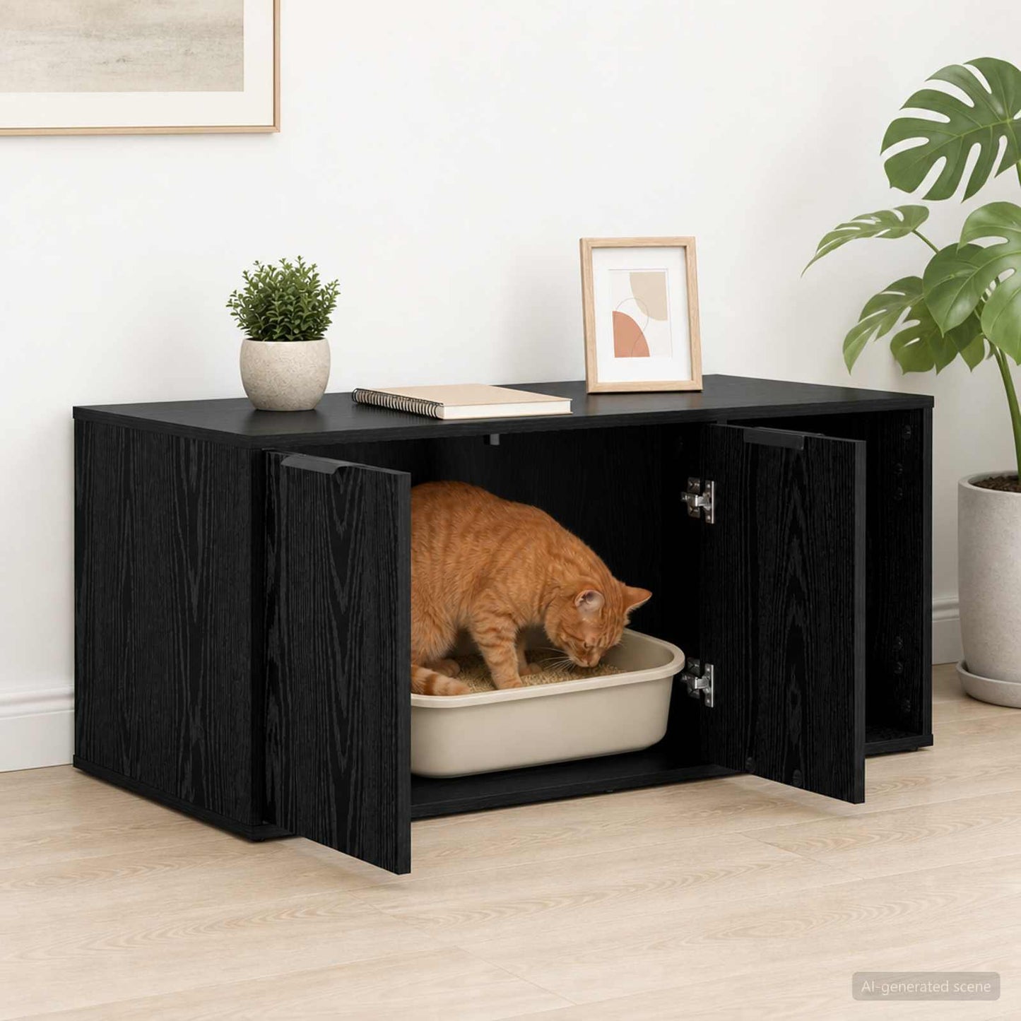 vidaXL Cat Crate Furniture Black Oak 100 x 49 x 45 cm Engineered Wood 4