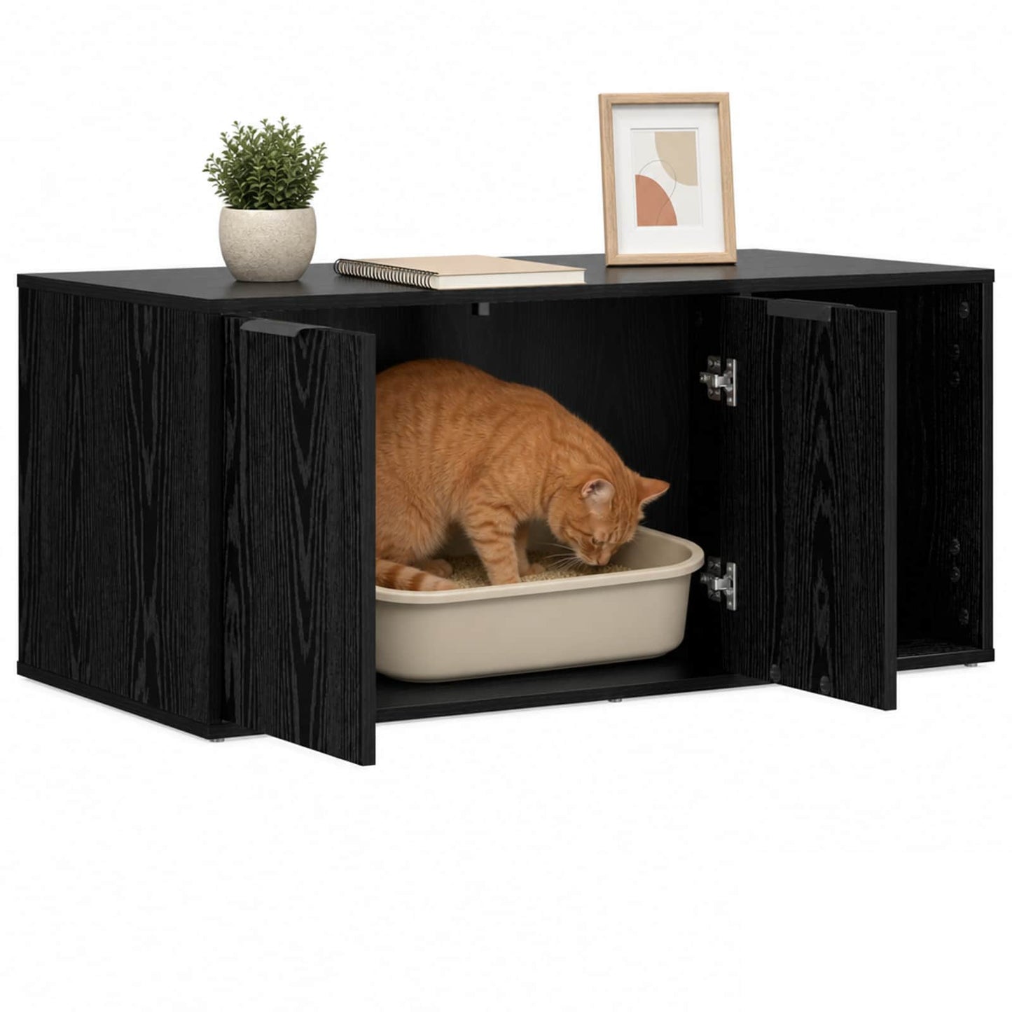 vidaXL Cat Crate Furniture Black Oak 100 x 49 x 45 cm Engineered Wood 3