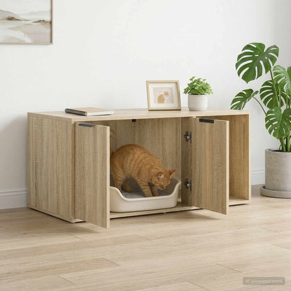 vidaXL Cat Crate Furniture Sonoma Oak 100 x 49 x 45 cm Engineered Wood 4