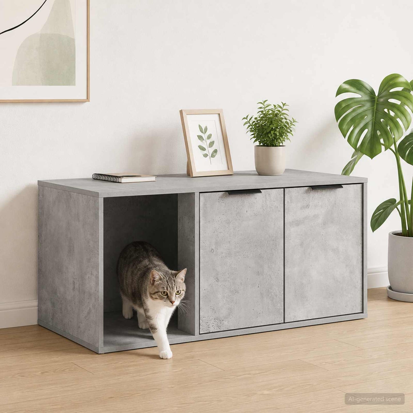 vidaXL Cat Crate Furniture Concrete Grey 100 x 49 x 45 cm 1