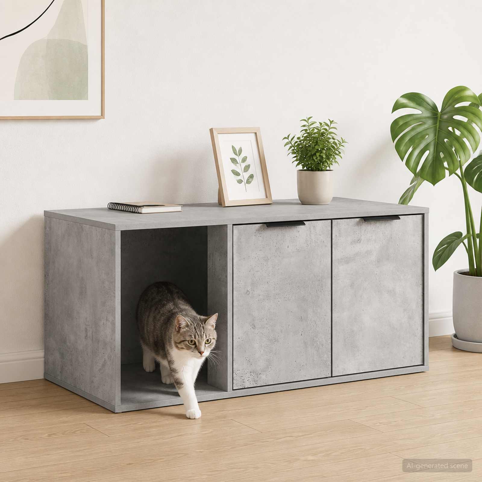 vidaXL Cat Crate Furniture Concrete Grey 100 x 49 x 45 cm 1