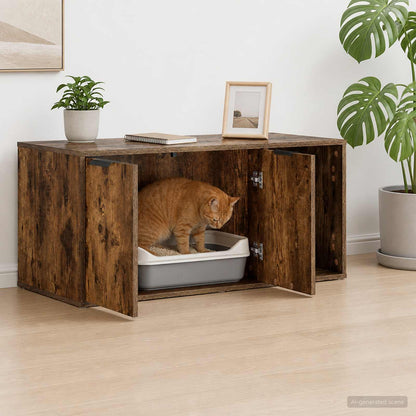 vidaXL Cat Crate Furniture Smoked Oak 100 x 49 x 45 cm Engineered Wood 4
