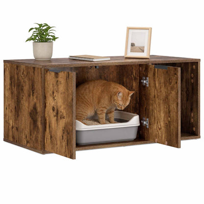 vidaXL Cat Crate Furniture Smoked Oak 100 x 49 x 45 cm Engineered Wood 3