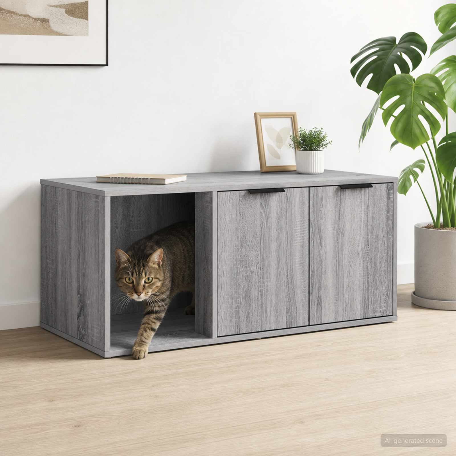 vidaXL Cat Crate Furniture Grey Sonoma 100 x 49 x 45 cm 1