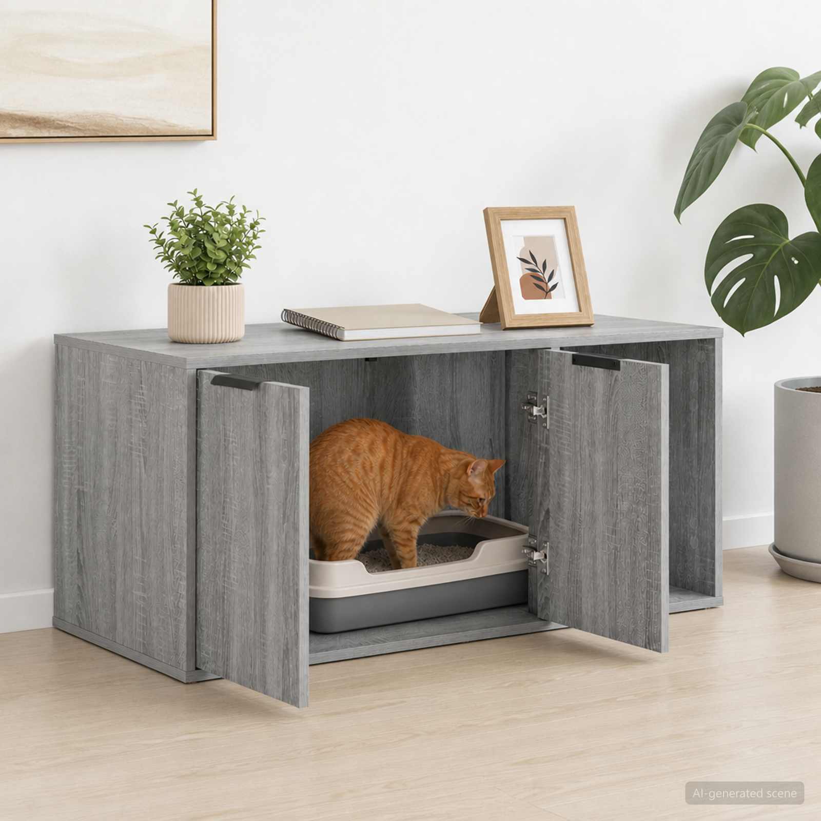 vidaXL Cat Crate Furniture Grey Sonoma 100 x 49 x 45 cm 4