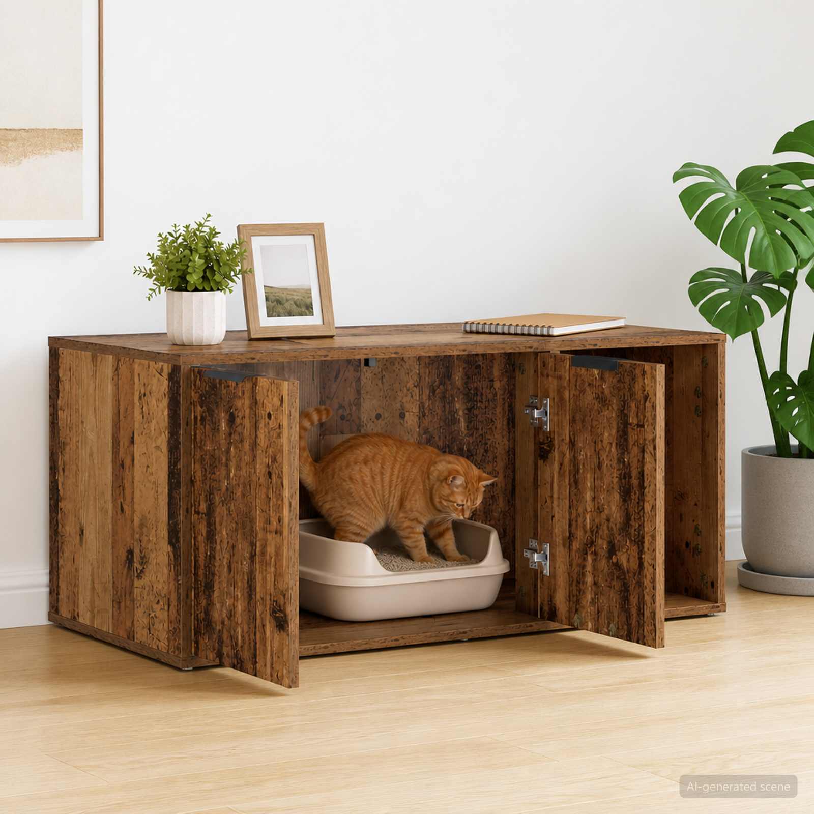 vidaXL Cat Crate Furniture Old Wood 100 x 49 x 45 cm Engineered Wood 4