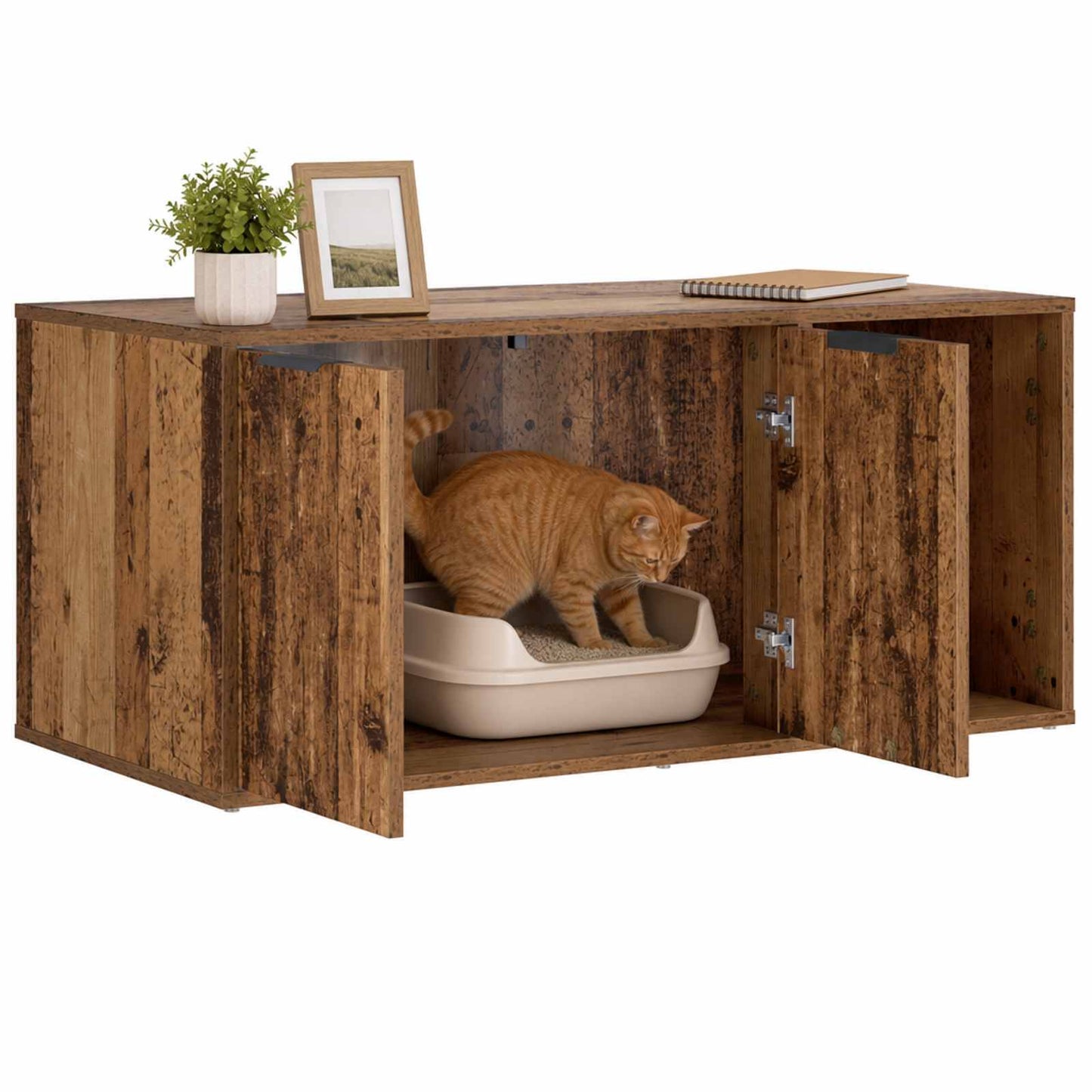 vidaXL Cat Crate Furniture Old Wood 100 x 49 x 45 cm Engineered Wood 3