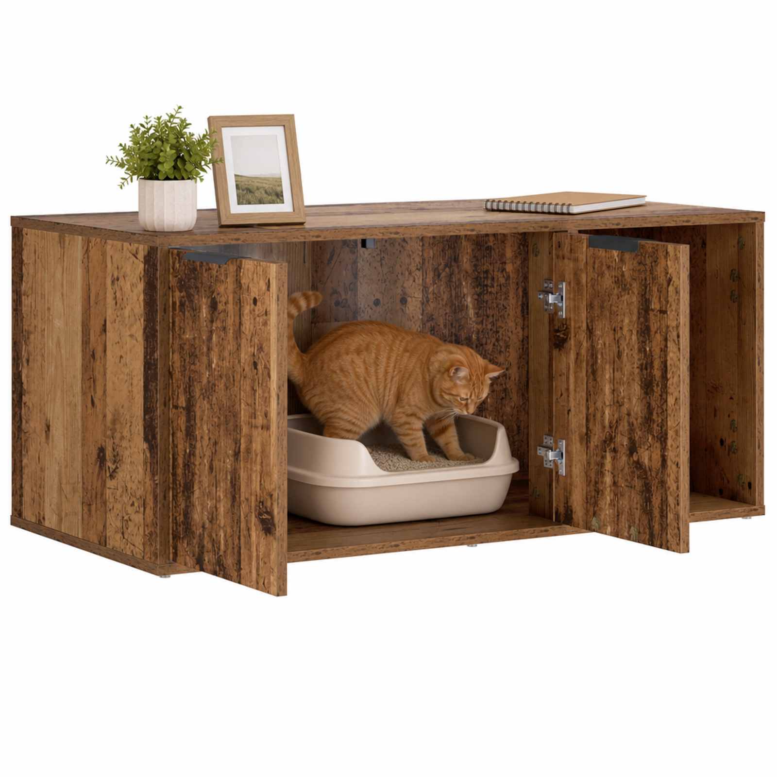 vidaXL Cat Crate Furniture Old Wood 100 x 49 x 45 cm Engineered Wood 3