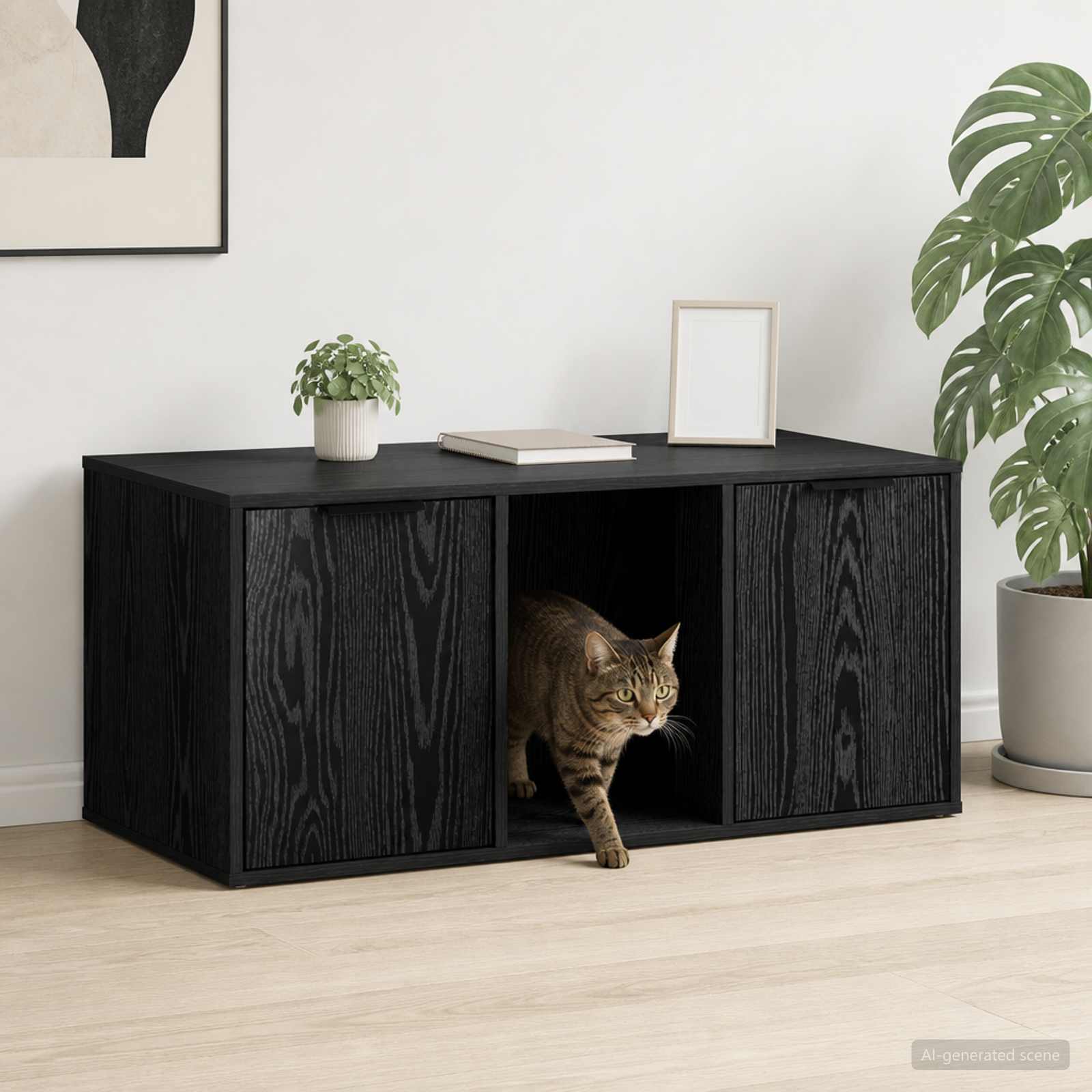 vidaXL Cat Crate Furniture Black Oak 100 x 49 x 45 cm Engineered Wood 1