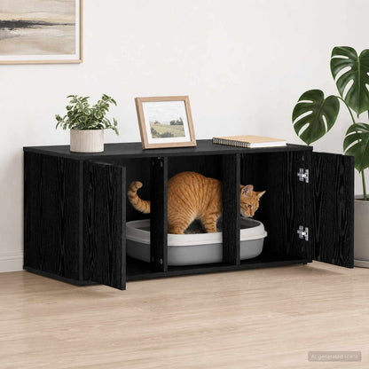 vidaXL Cat Crate Furniture Black Oak 100 x 49 x 45 cm Engineered Wood 4