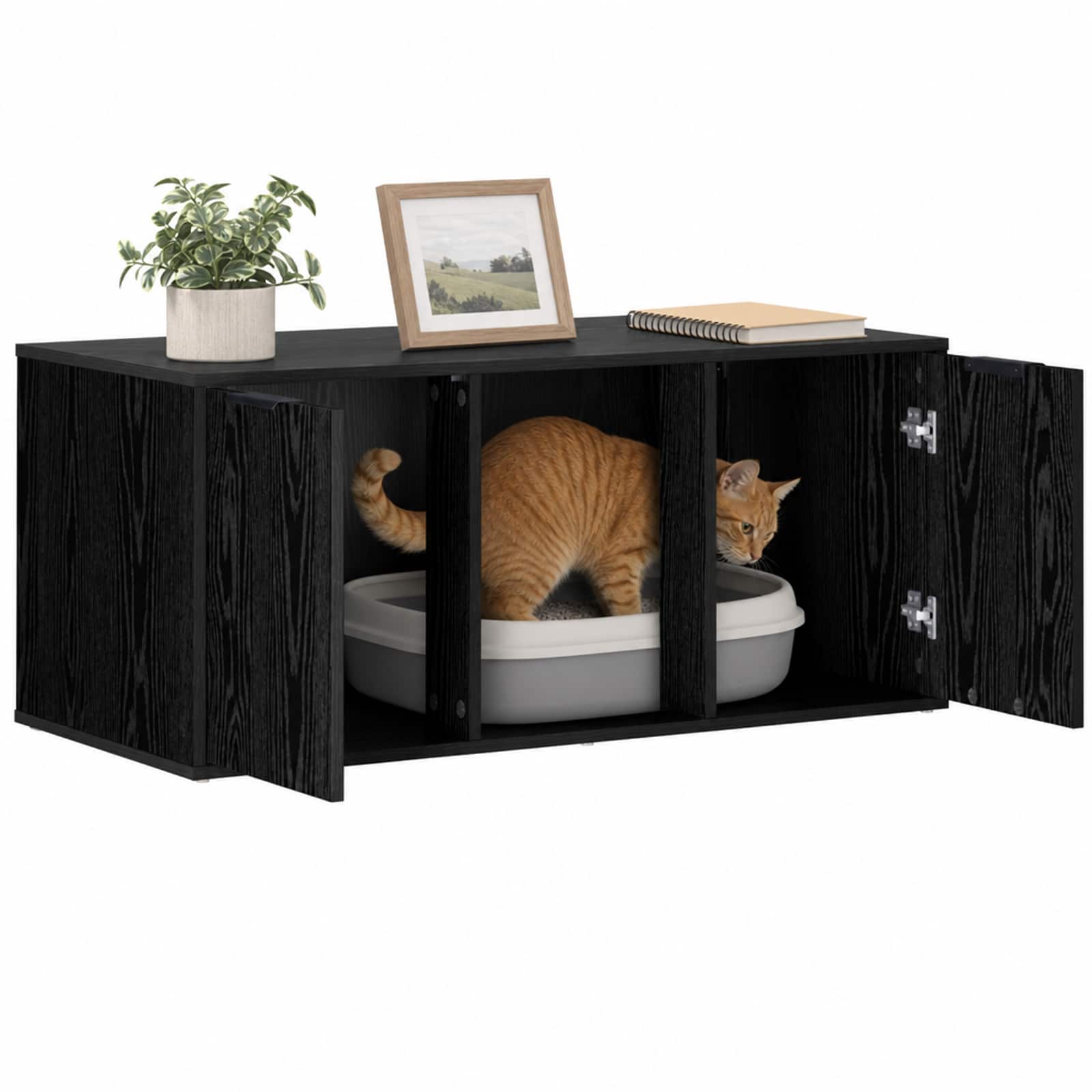 vidaXL Cat Crate Furniture Black Oak 100 x 49 x 45 cm Engineered Wood 3