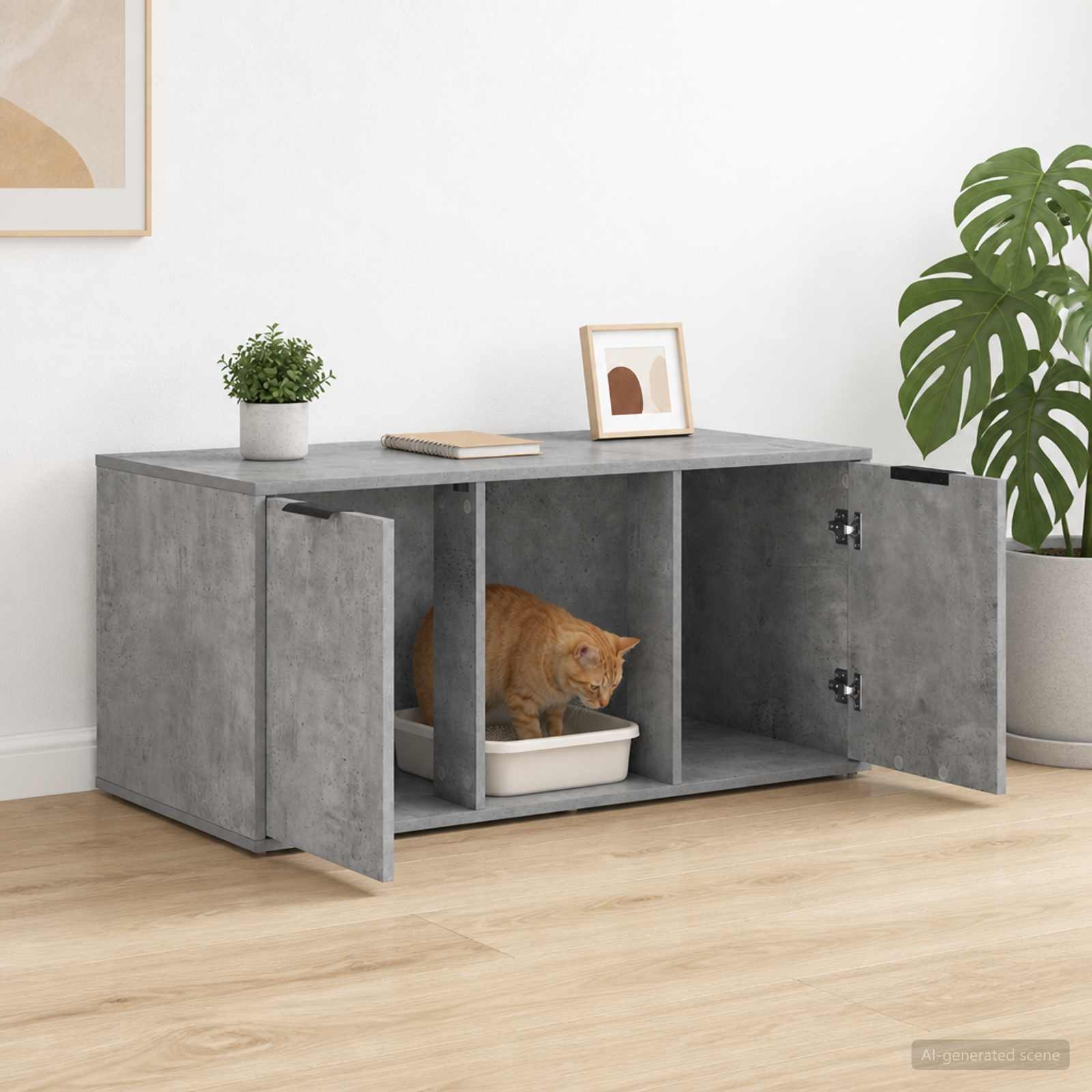 vidaXL Cat Crate Furniture Concrete Grey 100 x 49 x 45 cm 4