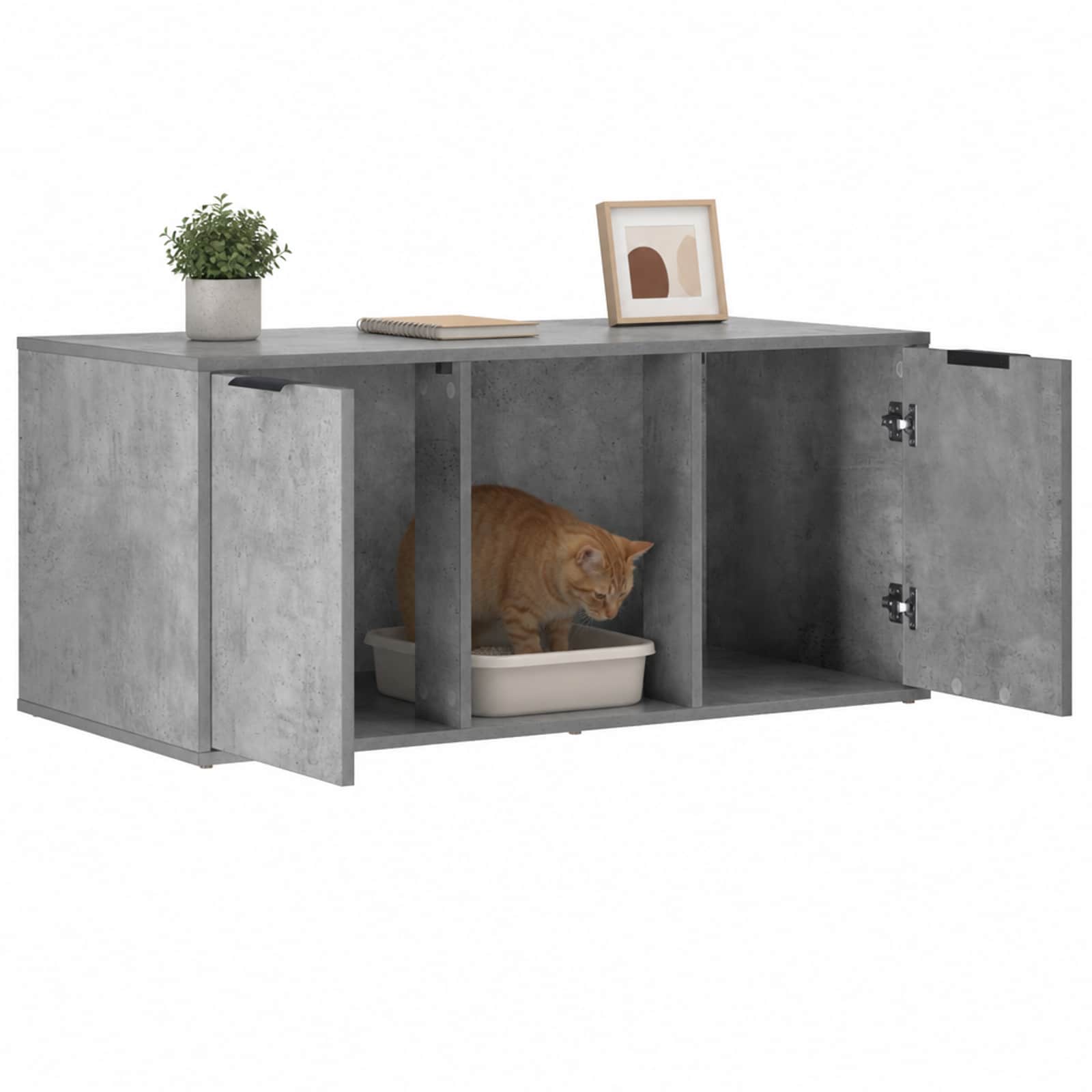 vidaXL Cat Crate Furniture Concrete Grey 100 x 49 x 45 cm 3