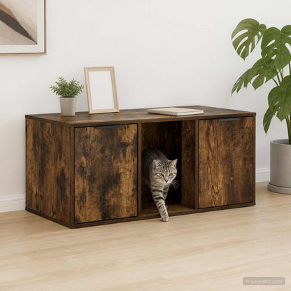 vidaXL Cat Crate Furniture Smoked Oak 100 x 49 x 45 cm Engineered Wood 1