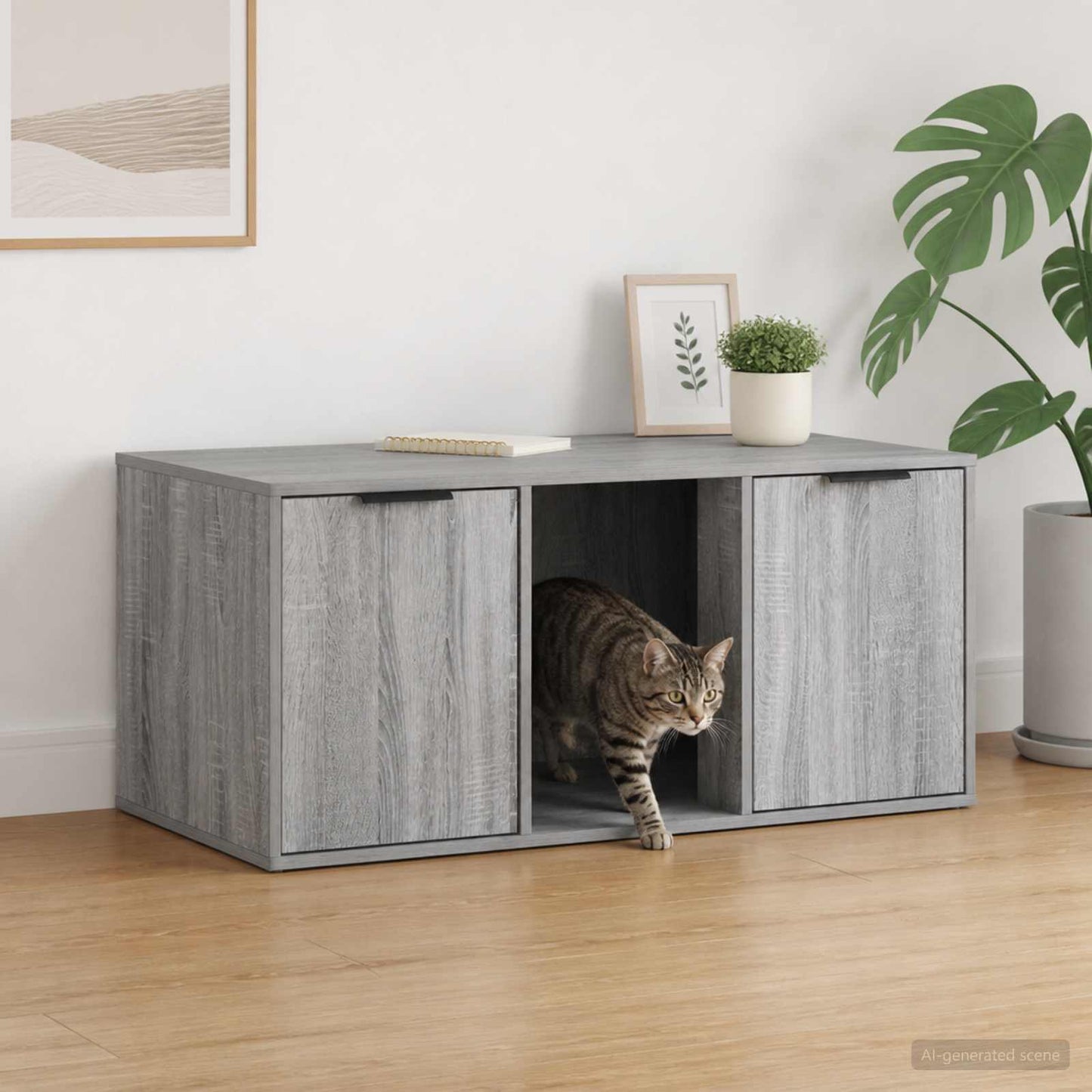 vidaXL Cat Crate Furniture Grey Sonoma 100 x 49 x 45 cm 1