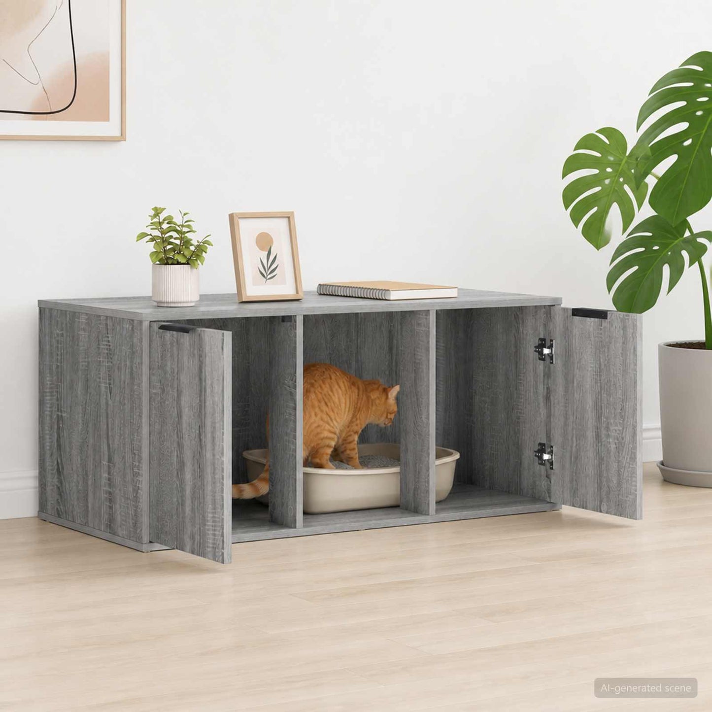 vidaXL Cat Crate Furniture Grey Sonoma 100 x 49 x 45 cm 4