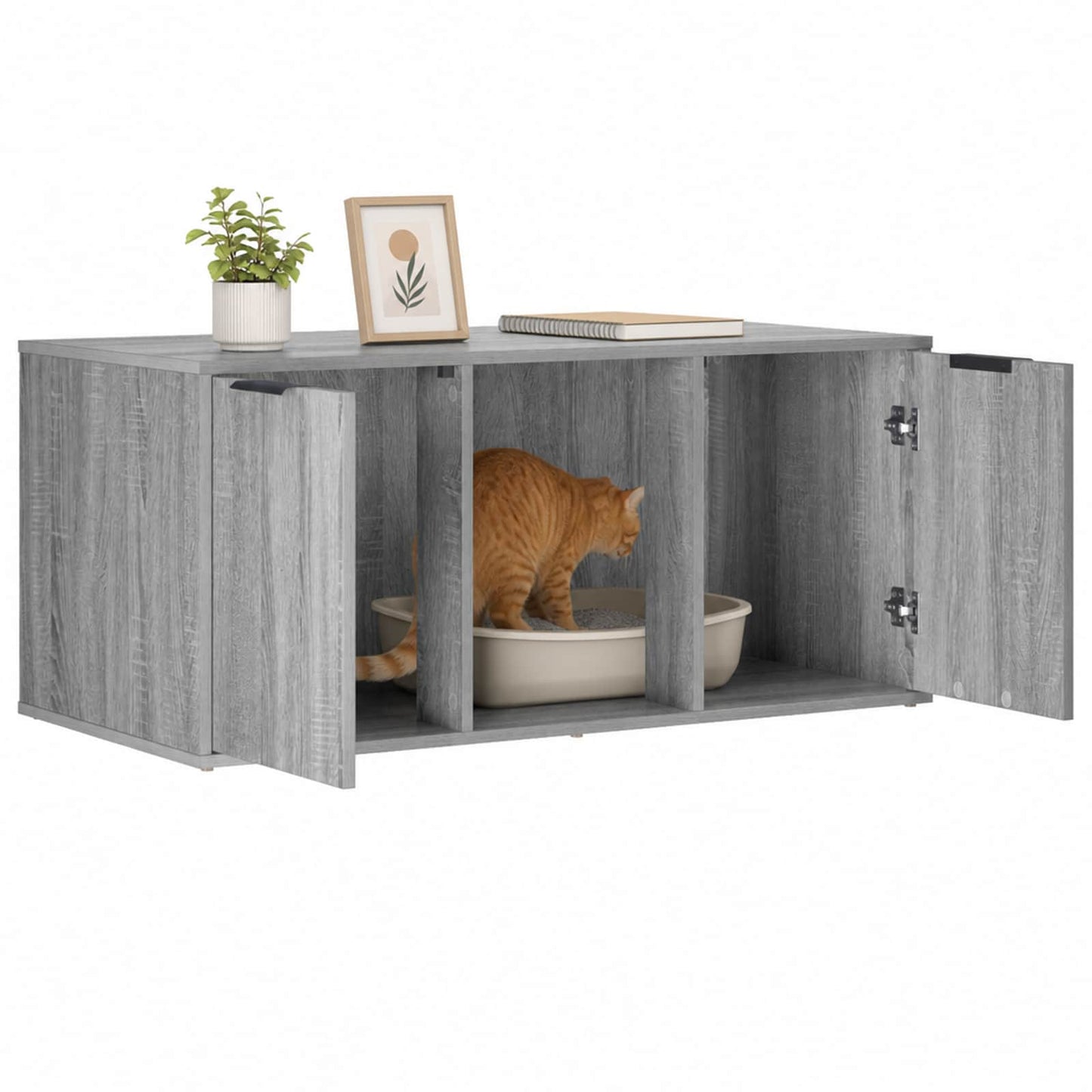 vidaXL Cat Crate Furniture Grey Sonoma 100 x 49 x 45 cm 3