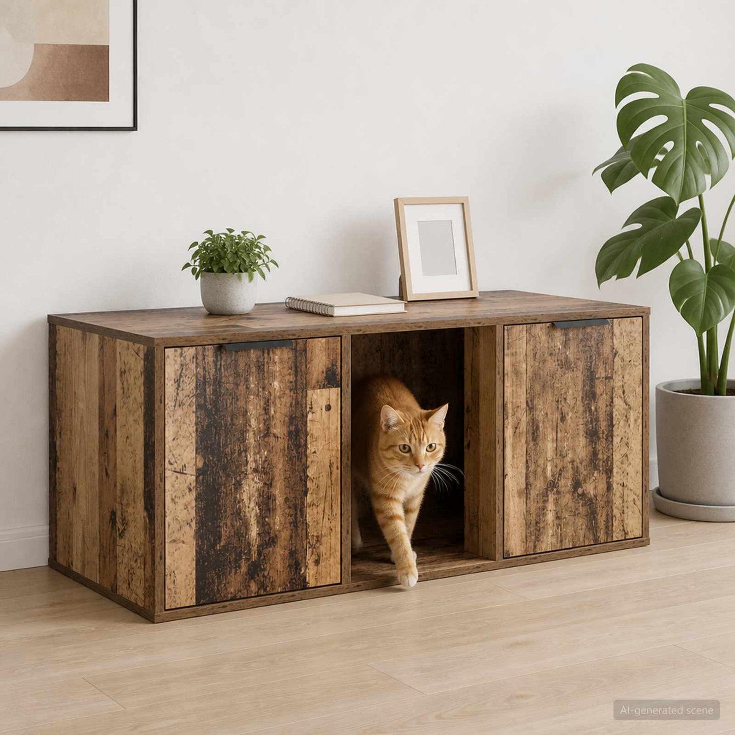 vidaXL Cat Crate Furniture Old Wood 100 x 49 x 45 cm Engineered Wood 1