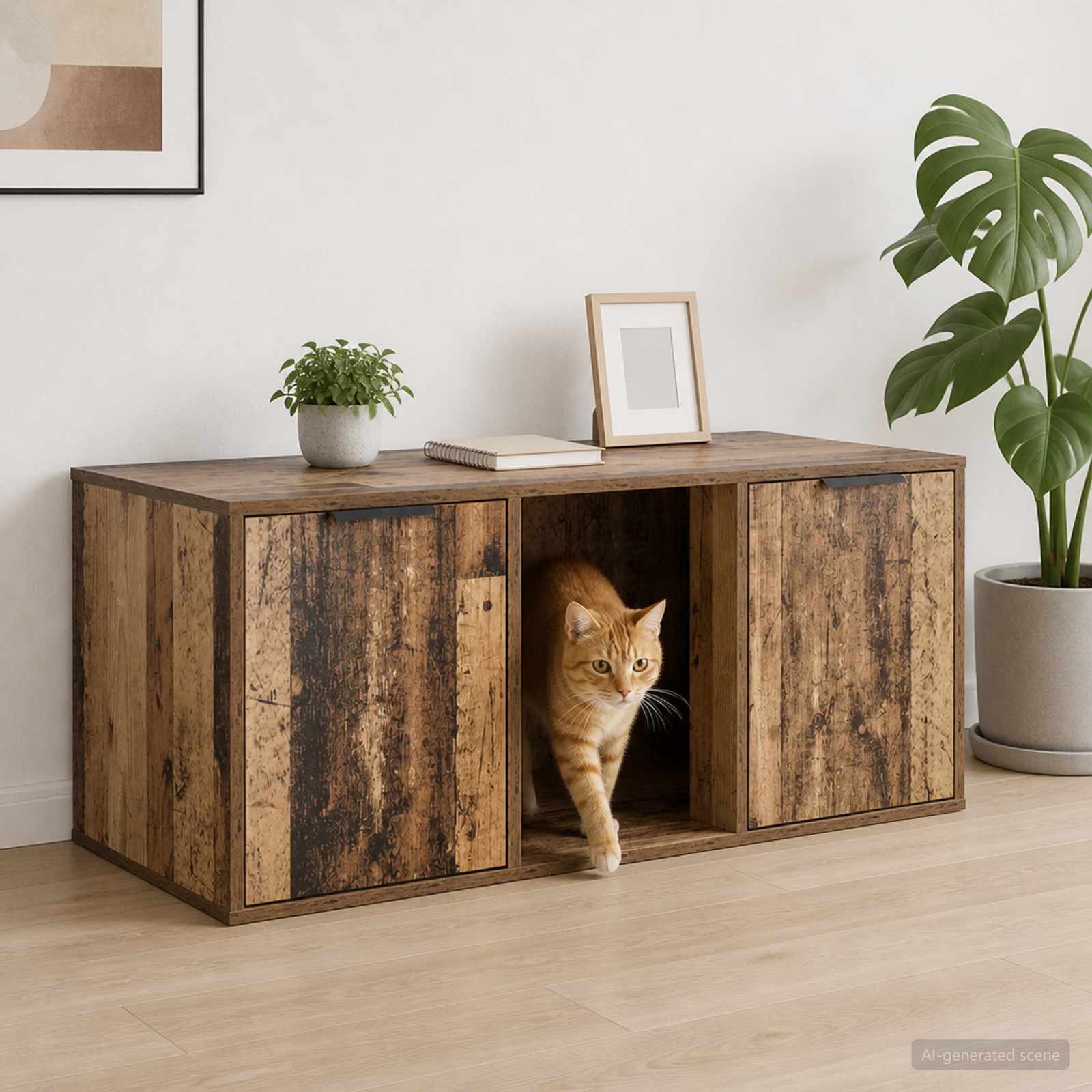 vidaXL Cat Crate Furniture Old Wood 100 x 49 x 45 cm Engineered Wood 1