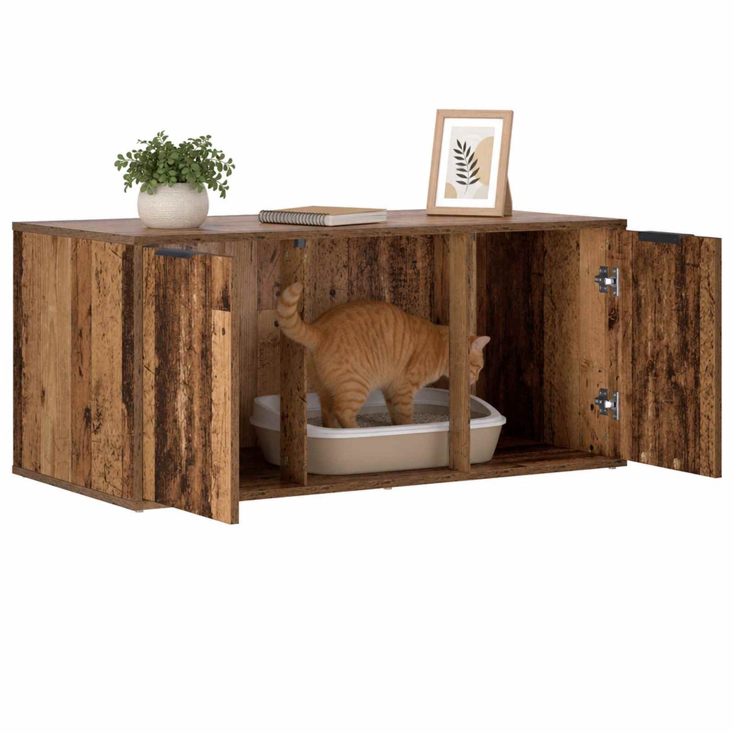 vidaXL Cat Crate Furniture Old Wood 100 x 49 x 45 cm Engineered Wood 3