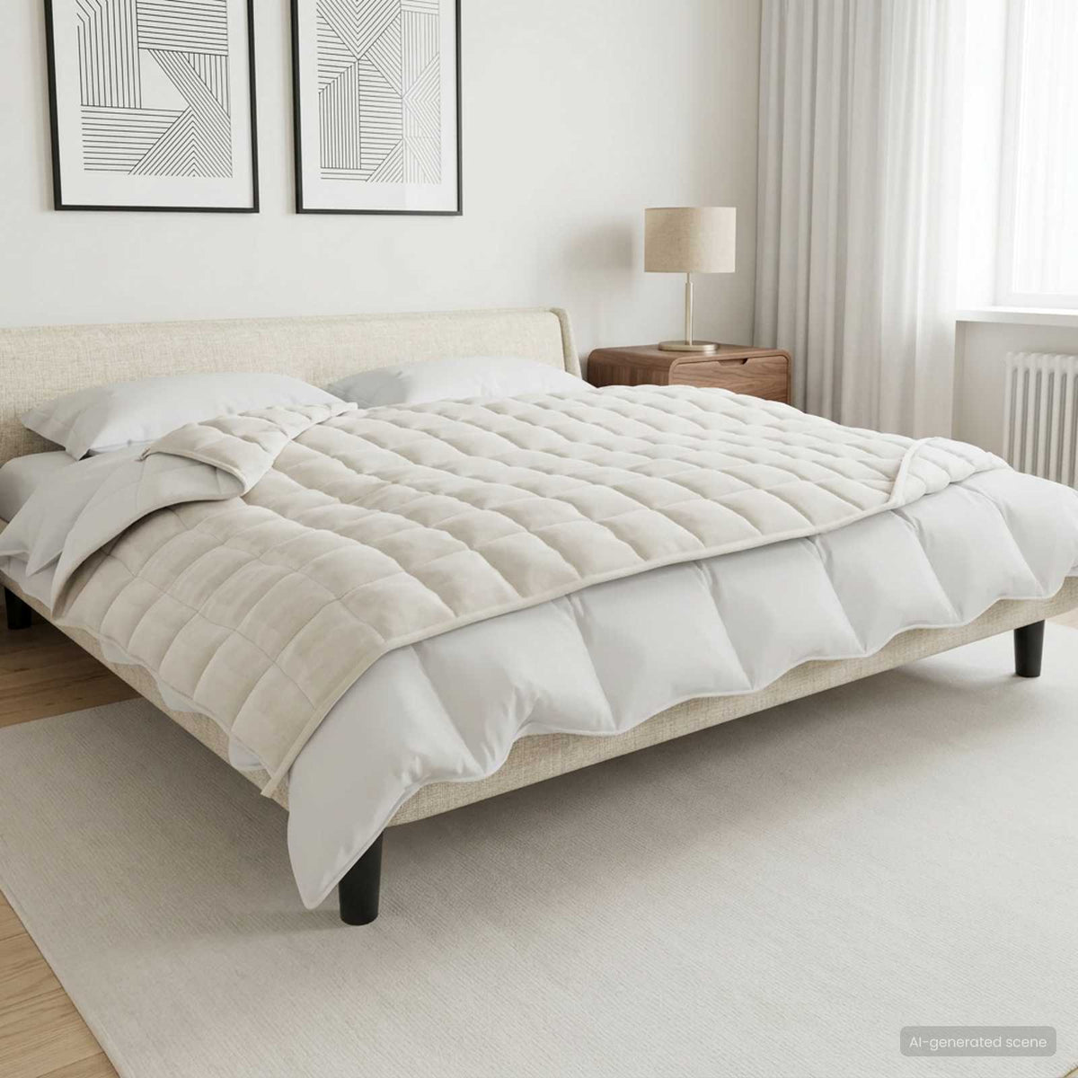 vidaXL Weighted Blanket White 155 x 220 cm 11 kg 100% Cotton 205T 1