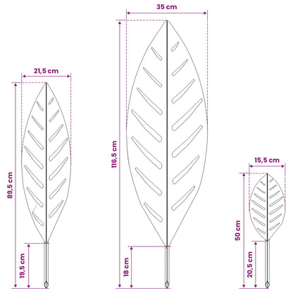vidaXL Garden Stake 3 pcs 116.5 x 35 x 3 cm Stainless Steel Silver 6