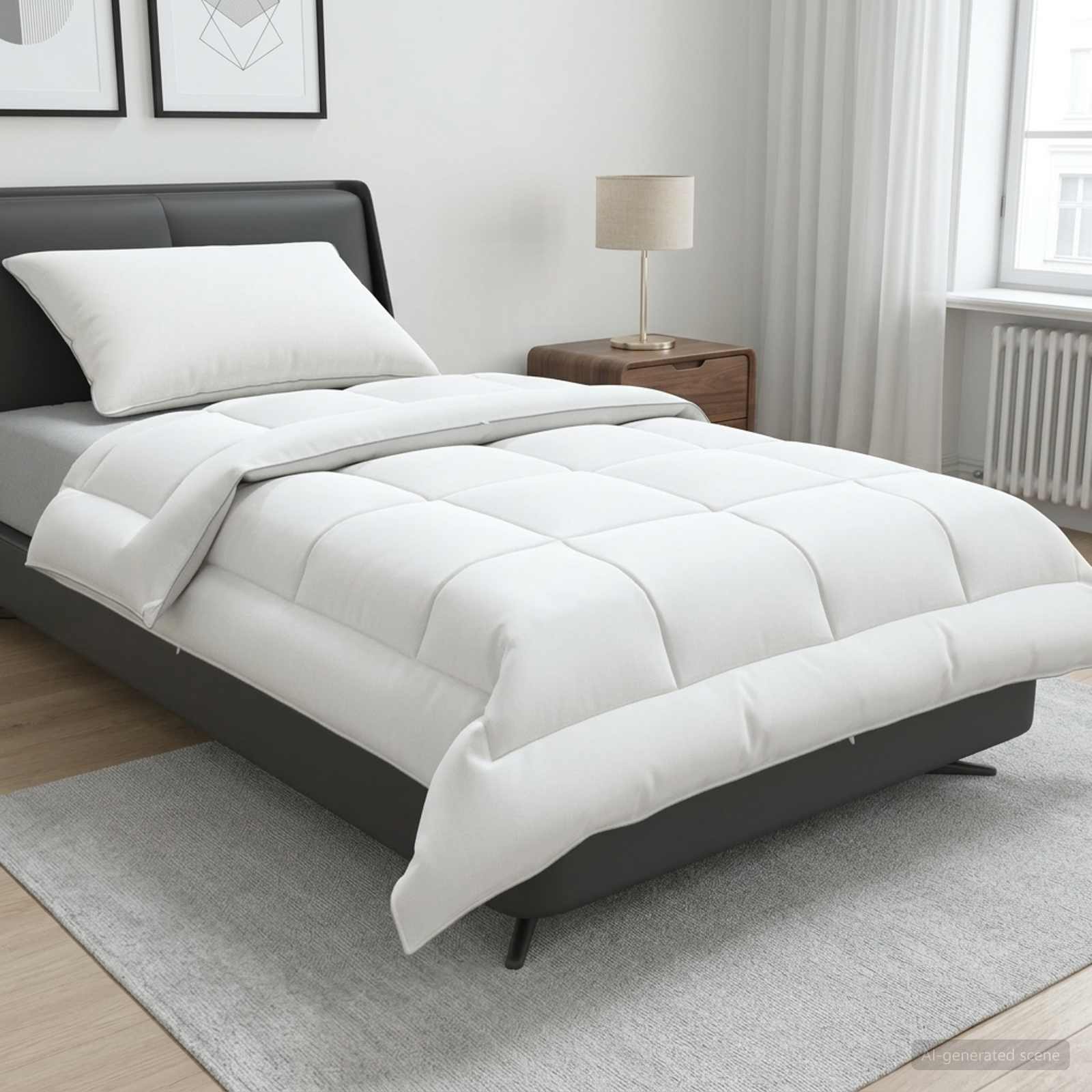 vidaXL Duvet and Pillow Set 2 pcs 135x200 cm Summer 140 GSM Wool White 1
