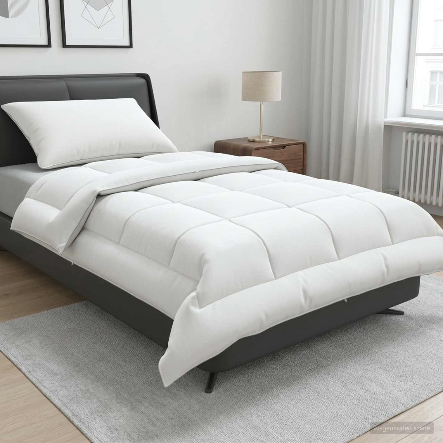 vidaXL Duvet and Pillow Set 2 pcs 150x200 cm Summer 200 GSM Wool White 1