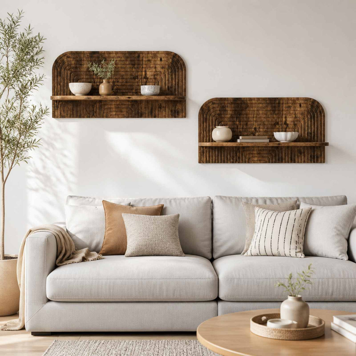 Wall Shelf 2 pcs Smoked Oak