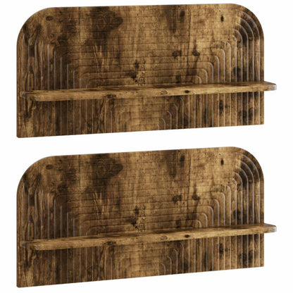 Wall Shelf 2 pcs Smoked Oak