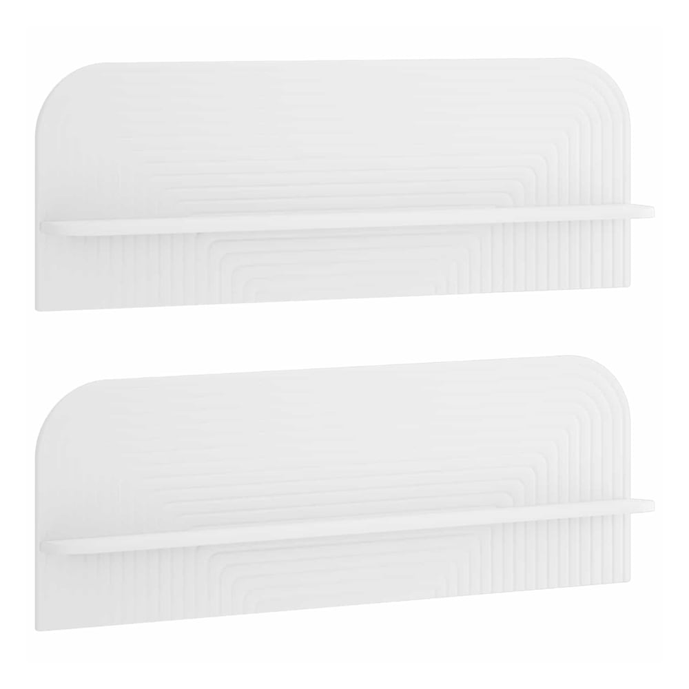 Wall Shelf 2 pcs White Engineered Wood