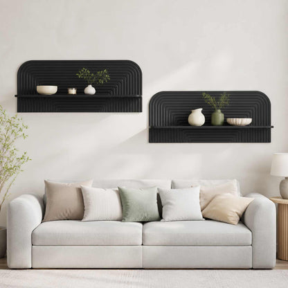 Wall Shelf 2 pcs Black Engineered Wood