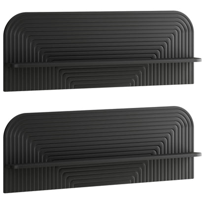 Wall Shelf 2 pcs Black Engineered Wood