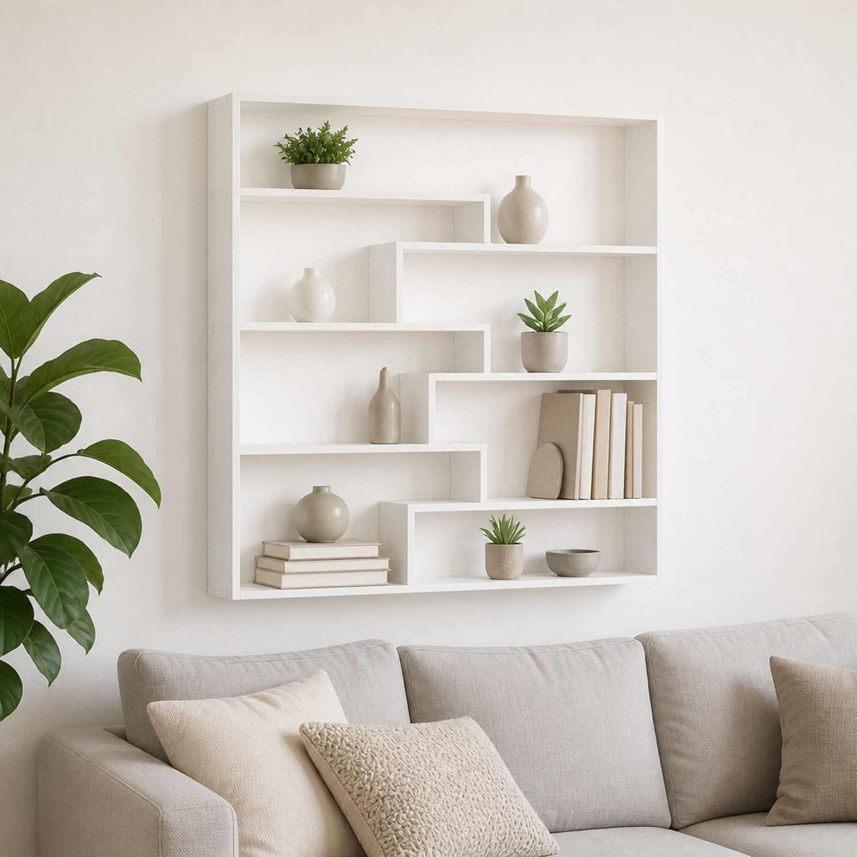 Wall Shelf White Engineered Wood