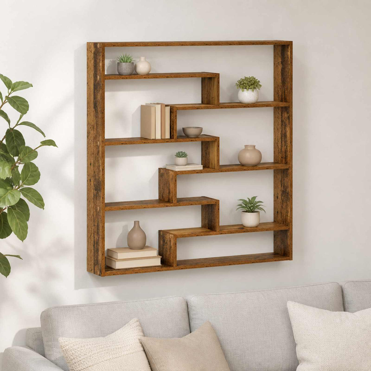 vidaXL Wall Shelf Old Wood 103 x 17 x 102 cm Engineered Wood 1