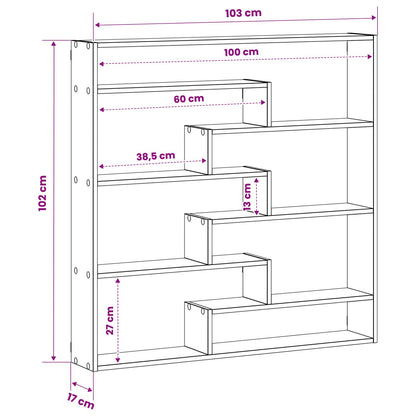 vidaXL Wall Shelf Old Wood 103 x 17 x 102 cm Engineered Wood 6