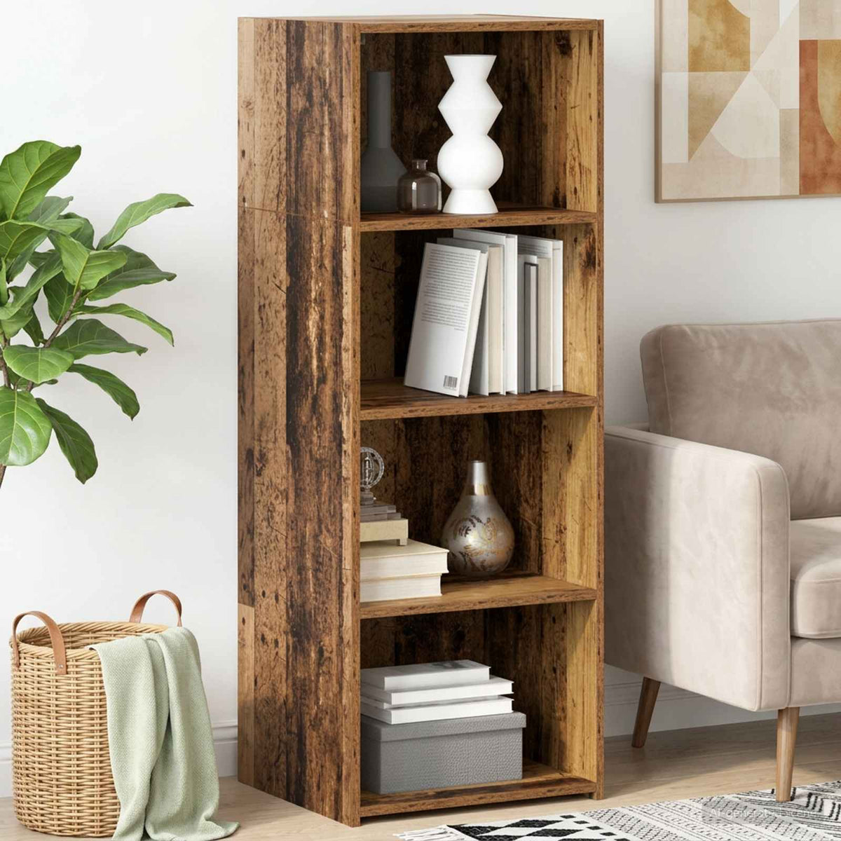 vidaXL Highboard Old Wood 45 x 41 x 124 cm Engineered Wood 1