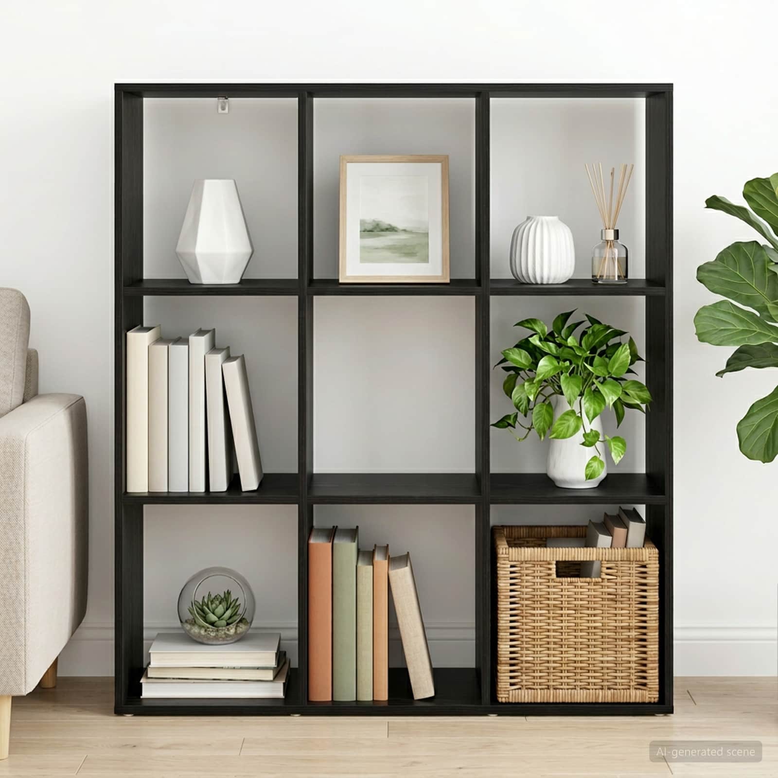 vidaXL Book Cabinet 102 x 29 x 103.5 cm Engineered Wood Black Oak 1