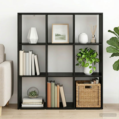 vidaXL Book Cabinet 102 x 29 x 103.5 cm Engineered Wood Black Oak 1