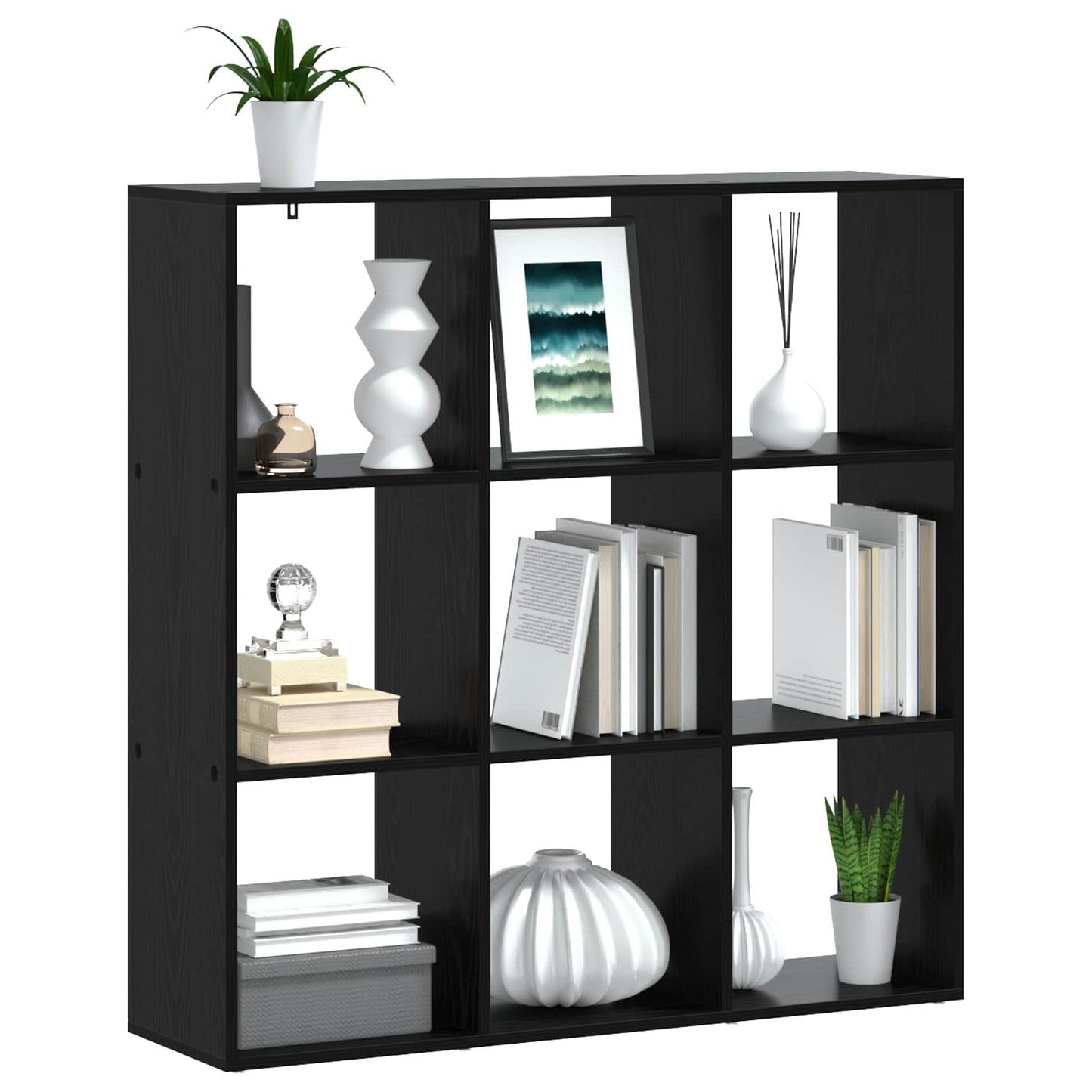vidaXL Book Cabinet 102 x 29 x 103.5 cm Engineered Wood Black Oak 3