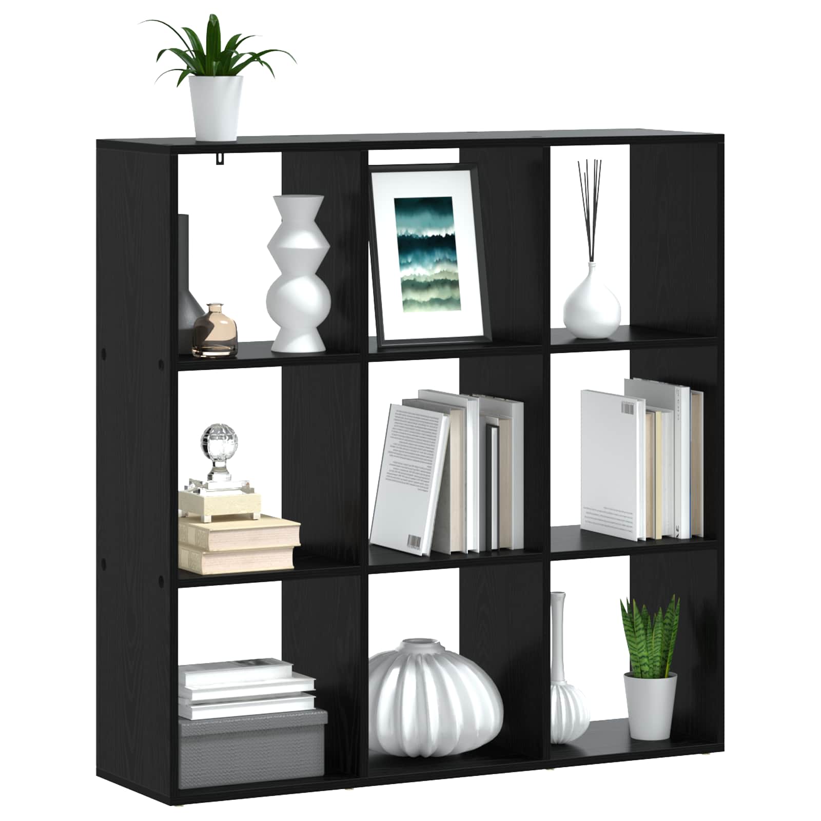 vidaXL Book Cabinet 102 x 29 x 103.5 cm Engineered Wood Black Oak 3