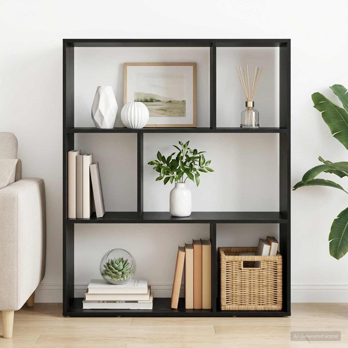 Book Cabinet Engineered Wood Width 102 cm Black oak