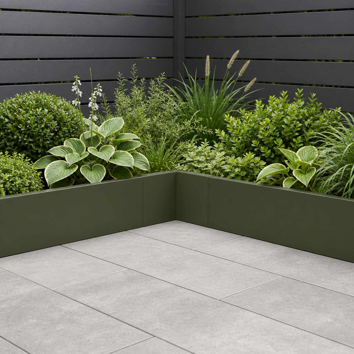 Retaining Wall Steel corner Olive green
