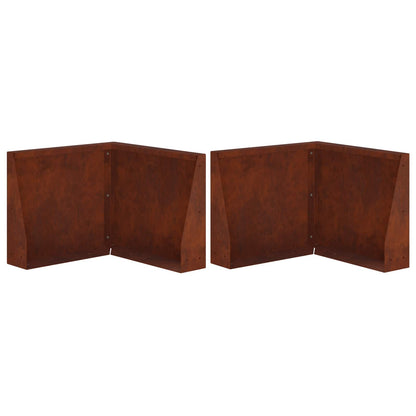 Retaining Wall 2 pcs Steel 50 x 50 x 30 cm 2 x 90°corner Weathering steel