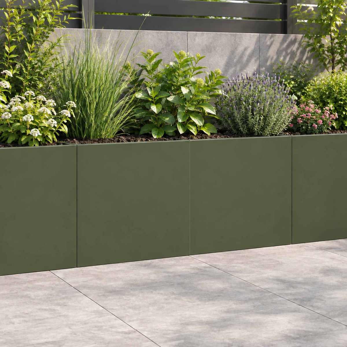 vidaXL Retaining Wall 2 pcs 40 x 12 x 40 cm Steel Olive Green 1