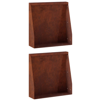 vidaXL Retaining Wall 2 pcs 40 x 12 x 40 cm Weathering Steel Rusty 3