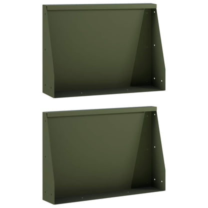 Retaining Wall 60 x 12 x 30 cm Steel Height 30 cm 2 Width 60 cm Olive green
