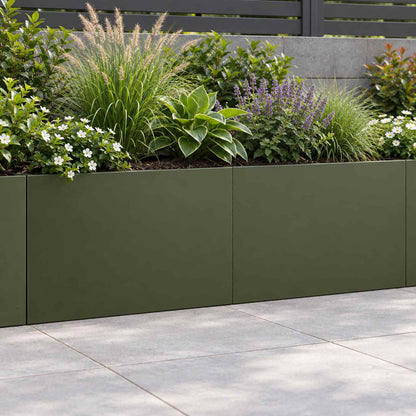 Retaining Wall 60 x 12 x 30 cm Steel Height 30 cm 2 Width 60 cm Olive green